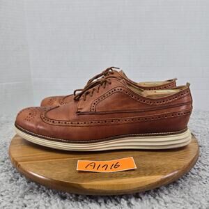 Cole Haan Original Grand Brown Woodbury Long Wingtip Daily Casual Oxford Mens 10